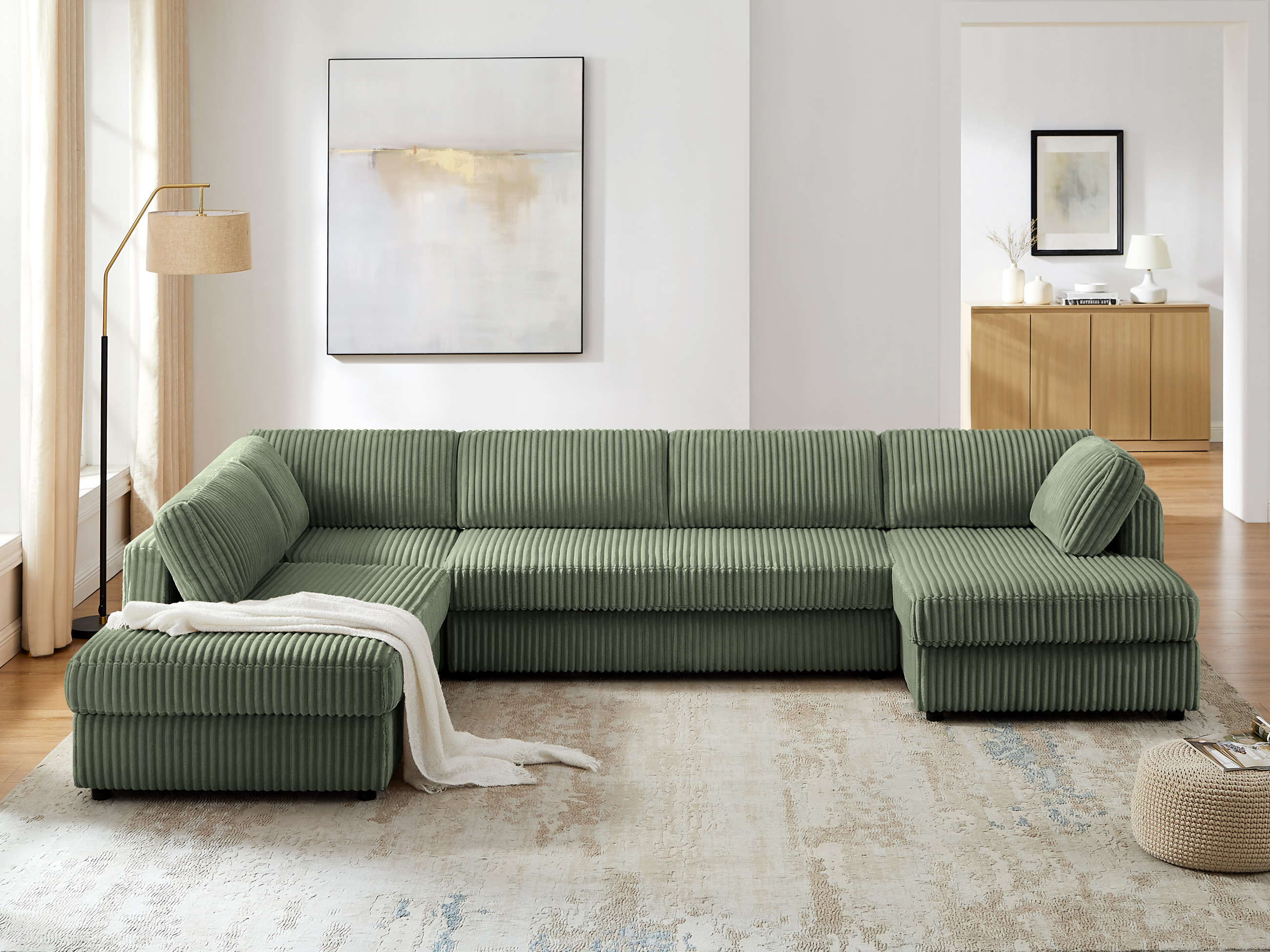 133.1" Oversized Sectional Sofa with Chaise, U-Shaped Cloud Couch for Modern Living Room