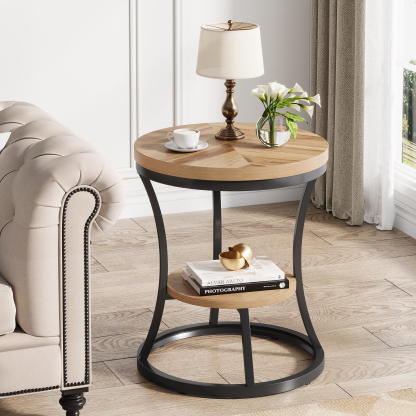2-Tier Hourglass-shaped Side Table for Sofa, Bed & Small Spaces