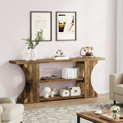70.87" Sofa Console Table with 3-Tier Storage Space for Living Room