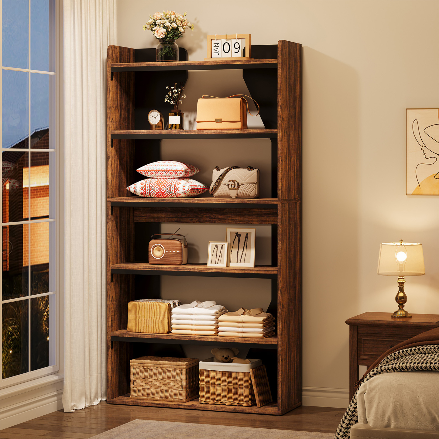 VANOMi 6-Tier Display Storage Bookshelf for Home, Office, Bedroom