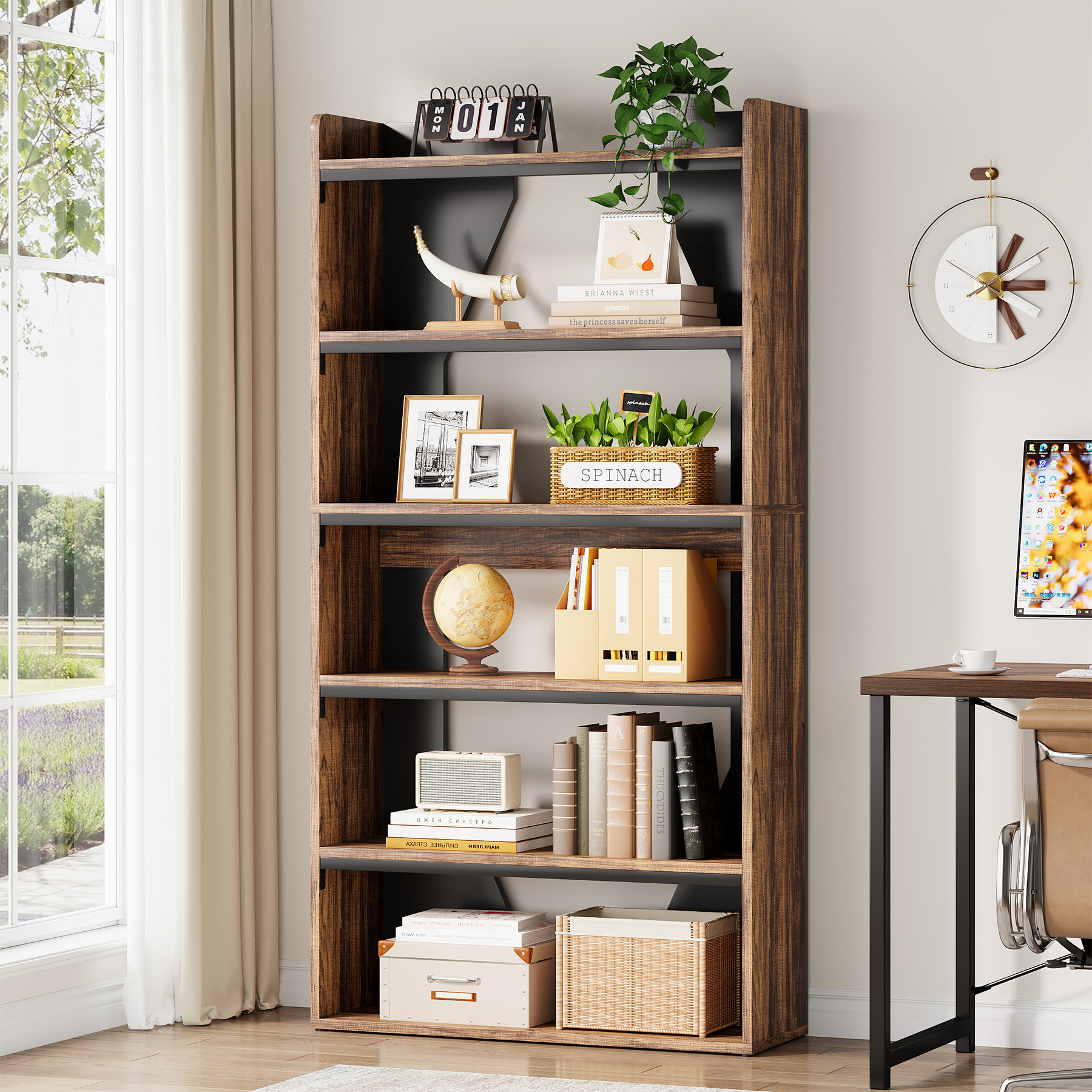 VANOMi 6-Tier Display Storage Bookshelf for Home, Office, Bedroom