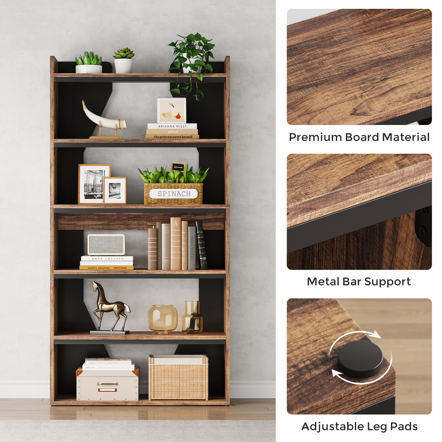 VANOMi 6-Tier Display Storage Bookshelf for Home, Office, Bedroom