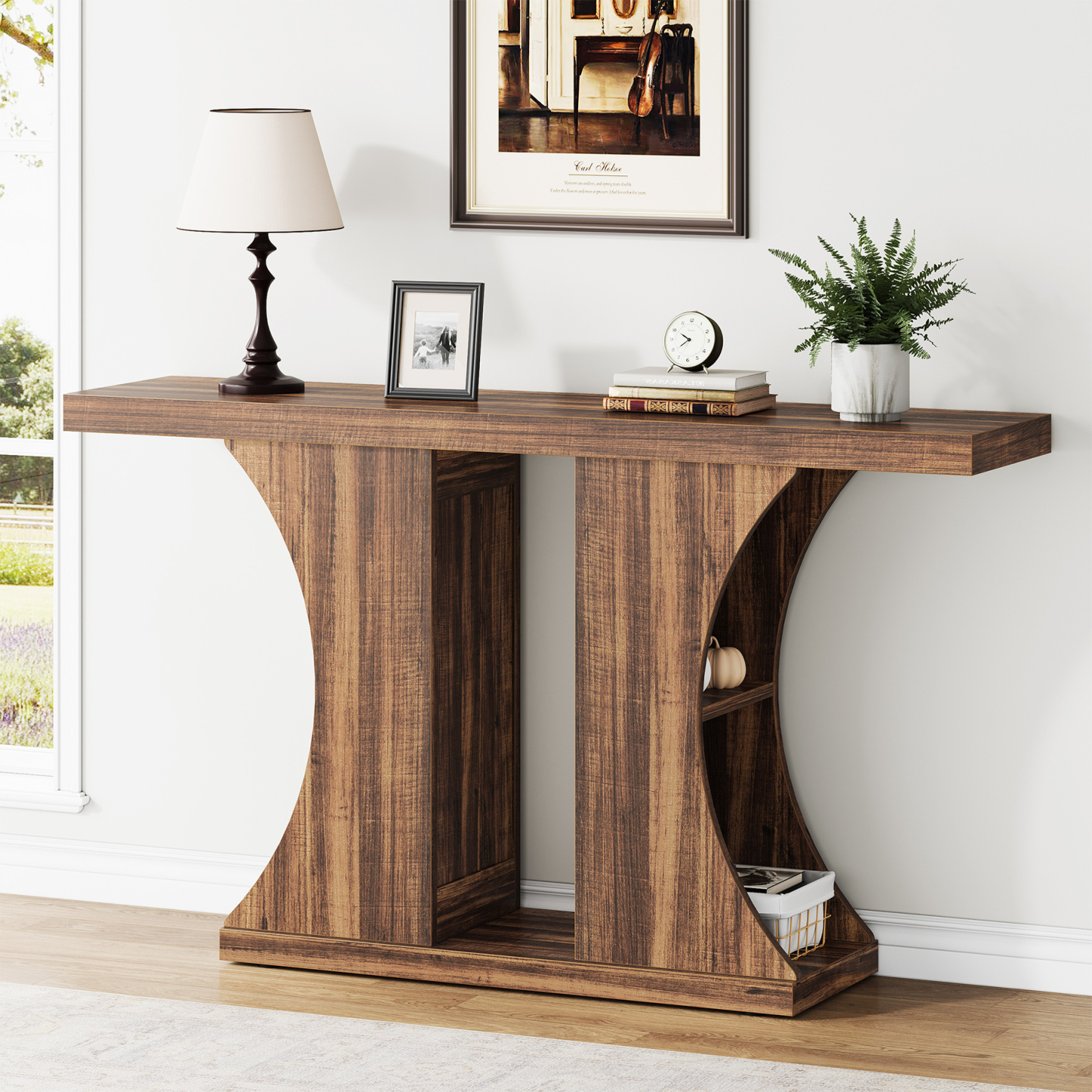47'' Console Table with Side Storage Shelves for Living Room, Entrance