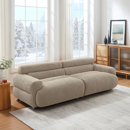 VANOMi 89'' Oversized Cloud Loveseat Sofa Deep Seating Boucle Couch for Living Room Camel