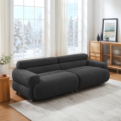 VANOMi 89'' Oversized Cloud Loveseat Sofa Deep Seating Boucle Couch for Living Room Grey