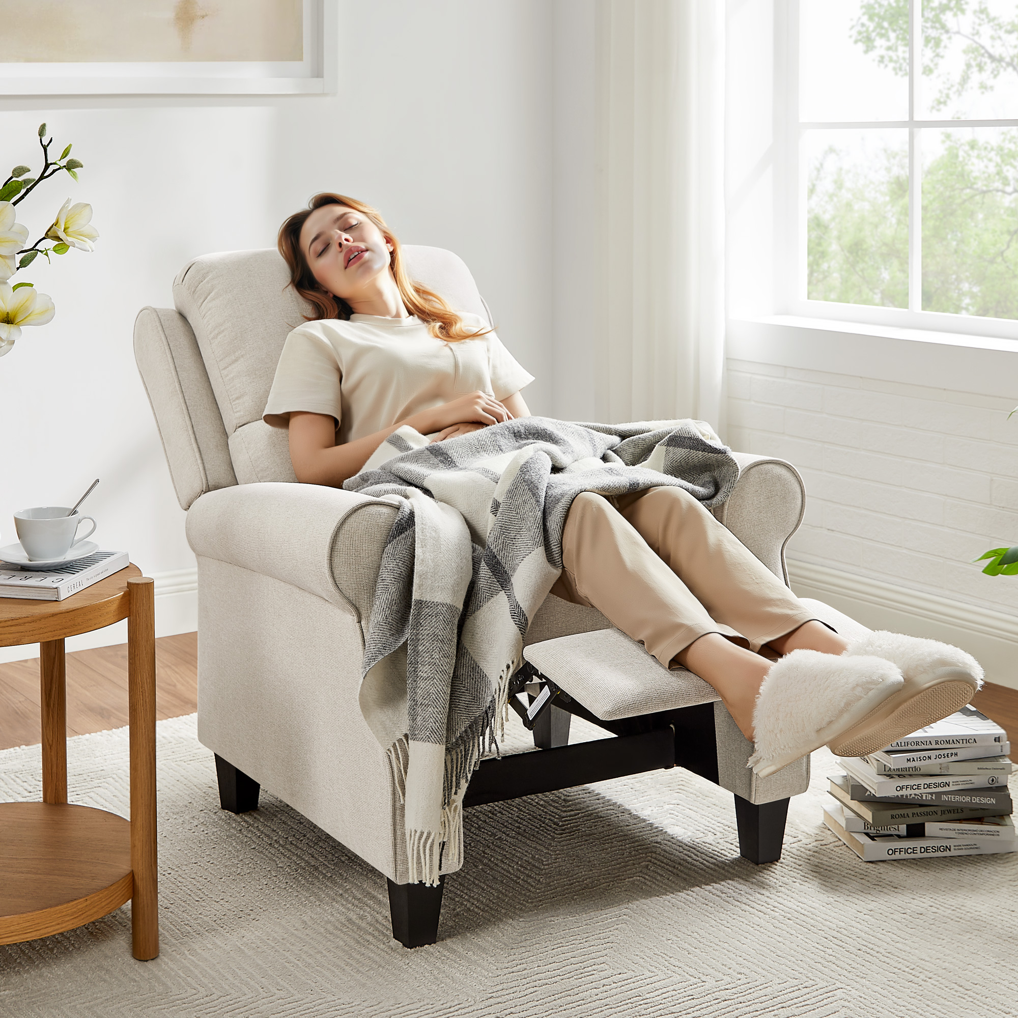Oversized Push-Back Recliner with Lumbar Support for Living Room, Bedroom & Reading Nook
