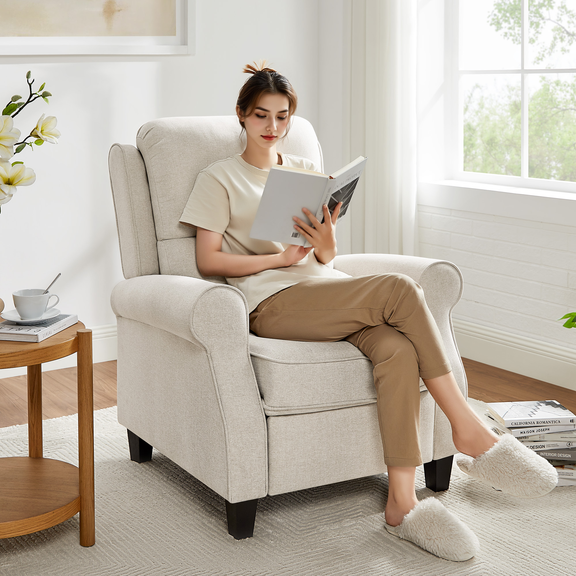 Oversized Push-Back Recliner with Lumbar Support for Living Room, Bedroom & Reading Nook