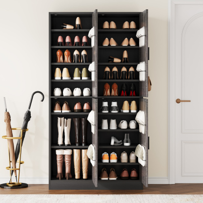 71'' Shoe Cabinet with Slipper Rack & Adjustable Shelves for Entryway