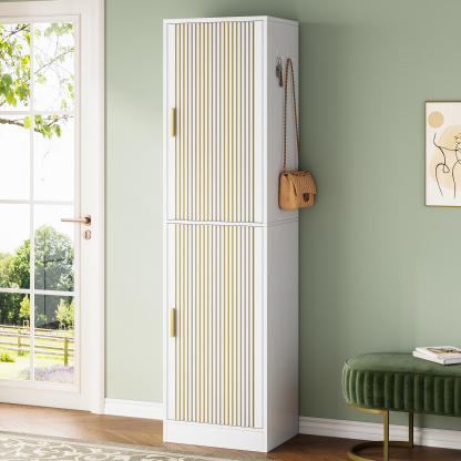 71'' Shoe Cabinet with Slipper Rack & Adjustable Shelves for Entryway