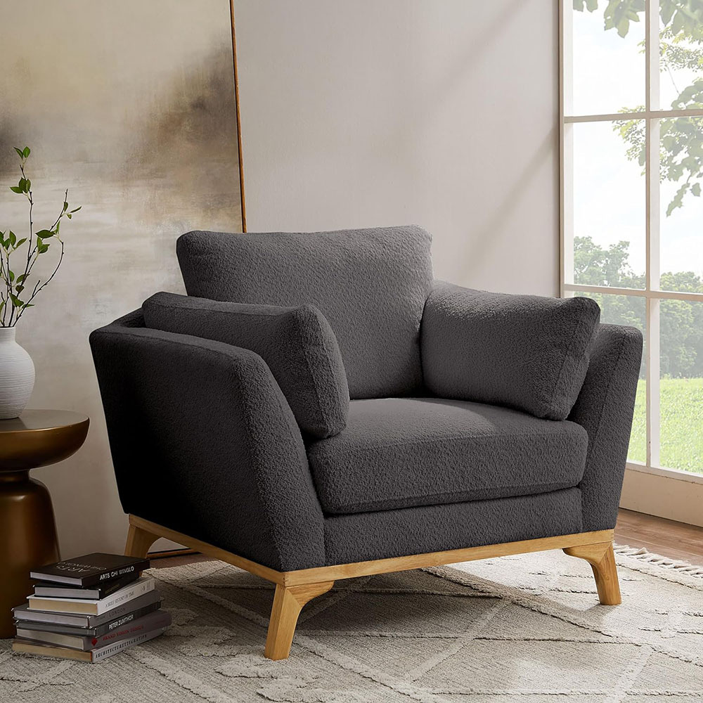 VANOMi Large Boucle Accent Chair Grey