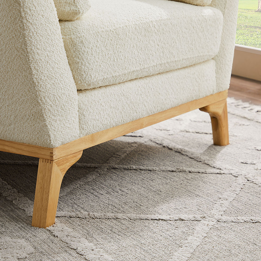 VANOMi Large Boucle Accent Chair Wooden Legs
