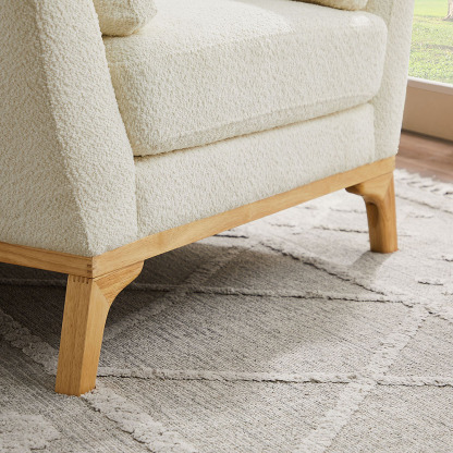 VANOMi Large Boucle Accent Chair Wooden Legs