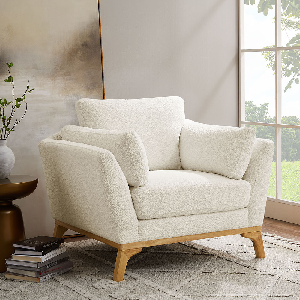 VANOMi Large Boucle Accent Chair White
