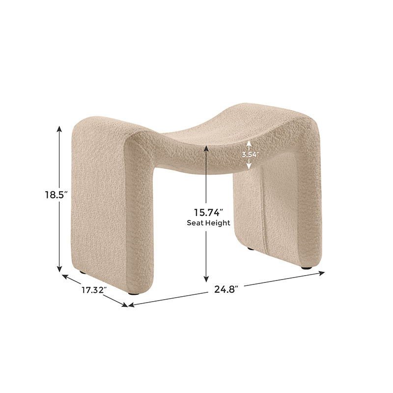 VANOMi Modern Large Camel Ottoman Foot Stool for Hallway, Living Room, Bedroom Size Details