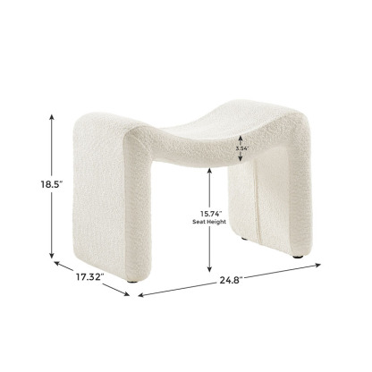 VANOMi Modern Large White Ottoman Foot Stool for Hallway, Living Room, Bedroom Size Details