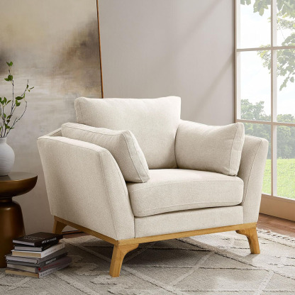 VANOMi Large Linen Accent Chair White