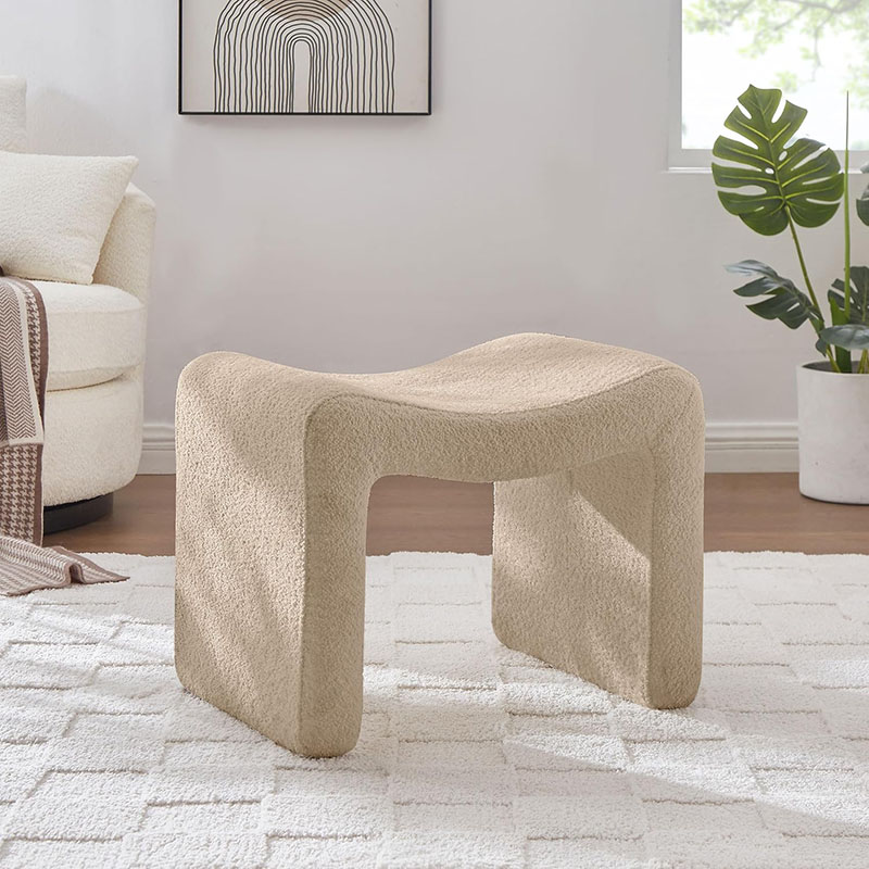 VANOMi Small Boucle Footstool Ottoman Camel for Every Room