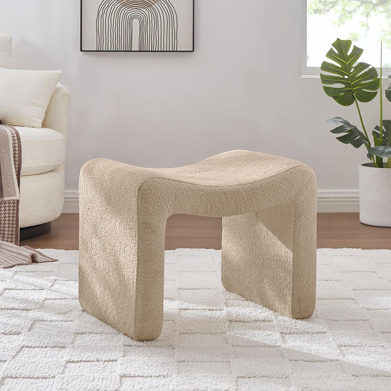 VANOMi Small Boucle Footstool Ottoman Camel for Every Room