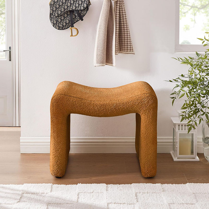 VANOMi Modern Small Curry Ottoman Foot Stool for Hallway, Living Room, Bedroom