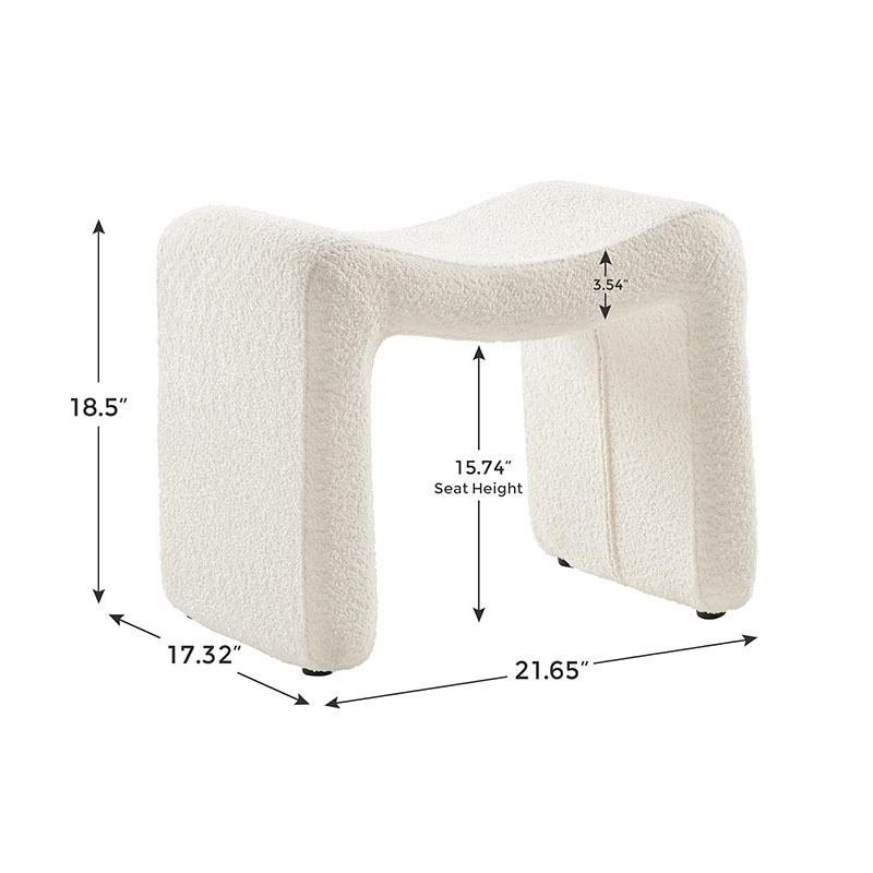 VANOMi Modern Small White Ottoman Foot Stool for Hallway, Living Room, Bedroom Size Details
