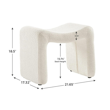 VANOMi Modern Small White Ottoman Foot Stool for Hallway, Living Room, Bedroom Size Details
