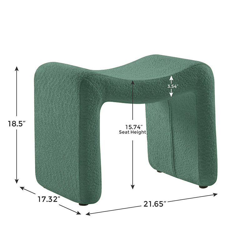 VANOMi Modern Small Green Ottoman Foot Stool for Hallway, Living Room, Bedroom Size Details