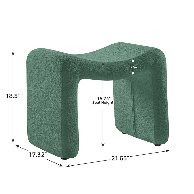 VANOMi Modern Small Green Ottoman Foot Stool for Hallway, Living Room, Bedroom Size Details