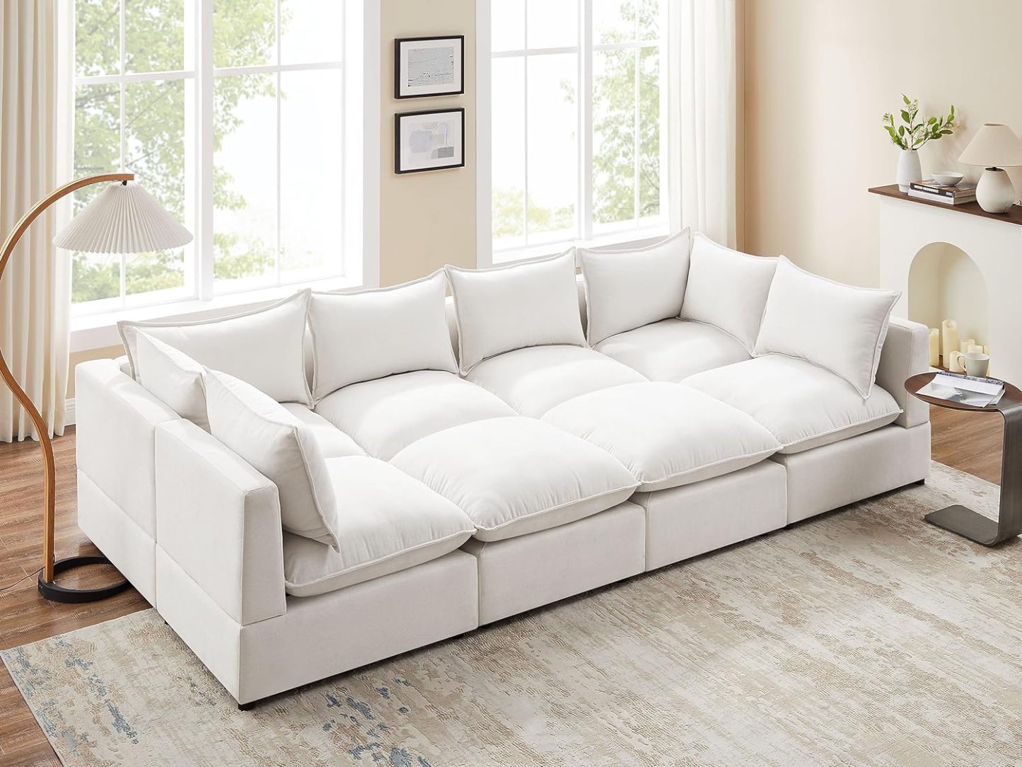 VANOMi 120'' Modular Sofa 8 Seat Couch Beige
