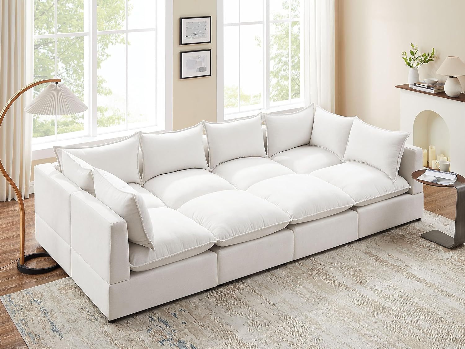 94''-120'' Modular U/L Shaped Sofa 5/6/8 Seat Chaise Couch - VANOMi