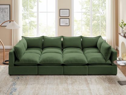 VANOMi 120'' Modular Sofa 8 Seat Couch Green
