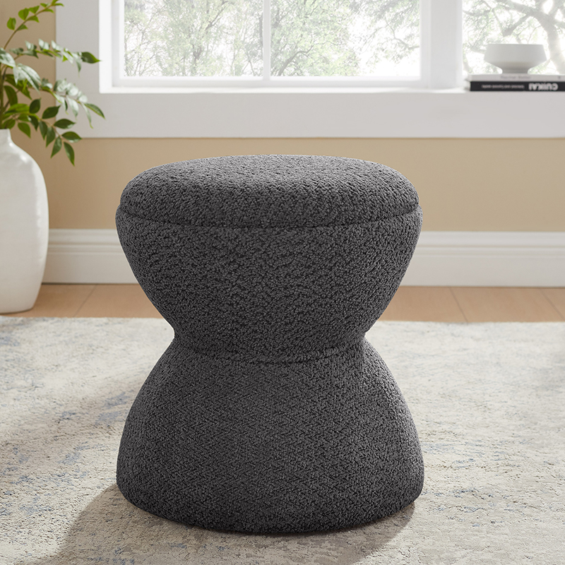 VANOMi Multi-Functional Boucle Ottoman Sturdy Footstool Dark Grey