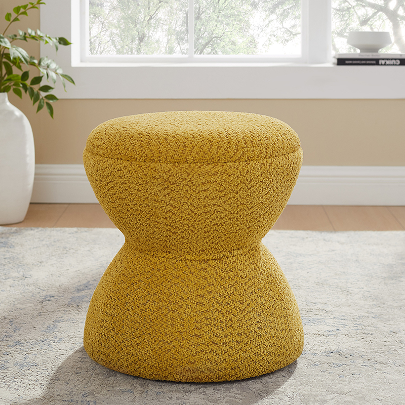 VANOMi Multi-Functional Boucle Ottoman Sturdy Footstool Yellow