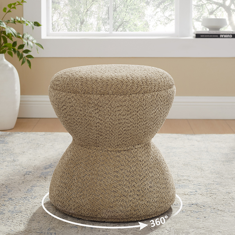 VANOMi Rotating Boucle Ottoman Sturdy Footstool Camel