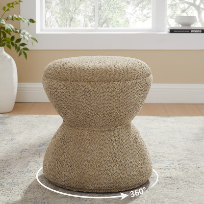 VANOMi Rotating Boucle Ottoman Sturdy Footstool Camel