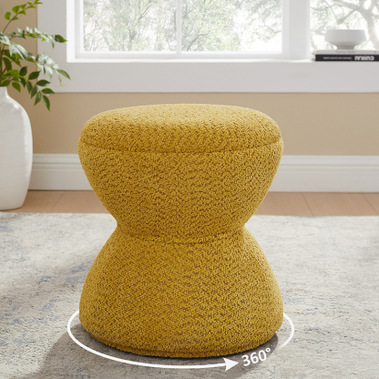 VANOMi Rotating Boucle Ottoman Sturdy Footstool Yellow