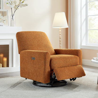 Electric Power Swivel Glider Rocker Recliner Chair with USB & Type-C Port Curry Boucle