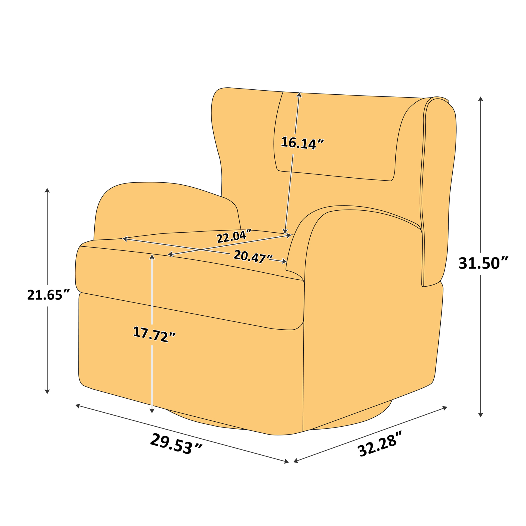 VANOMi 29.53'' W 360° Swivel Upholstered Armchair Size