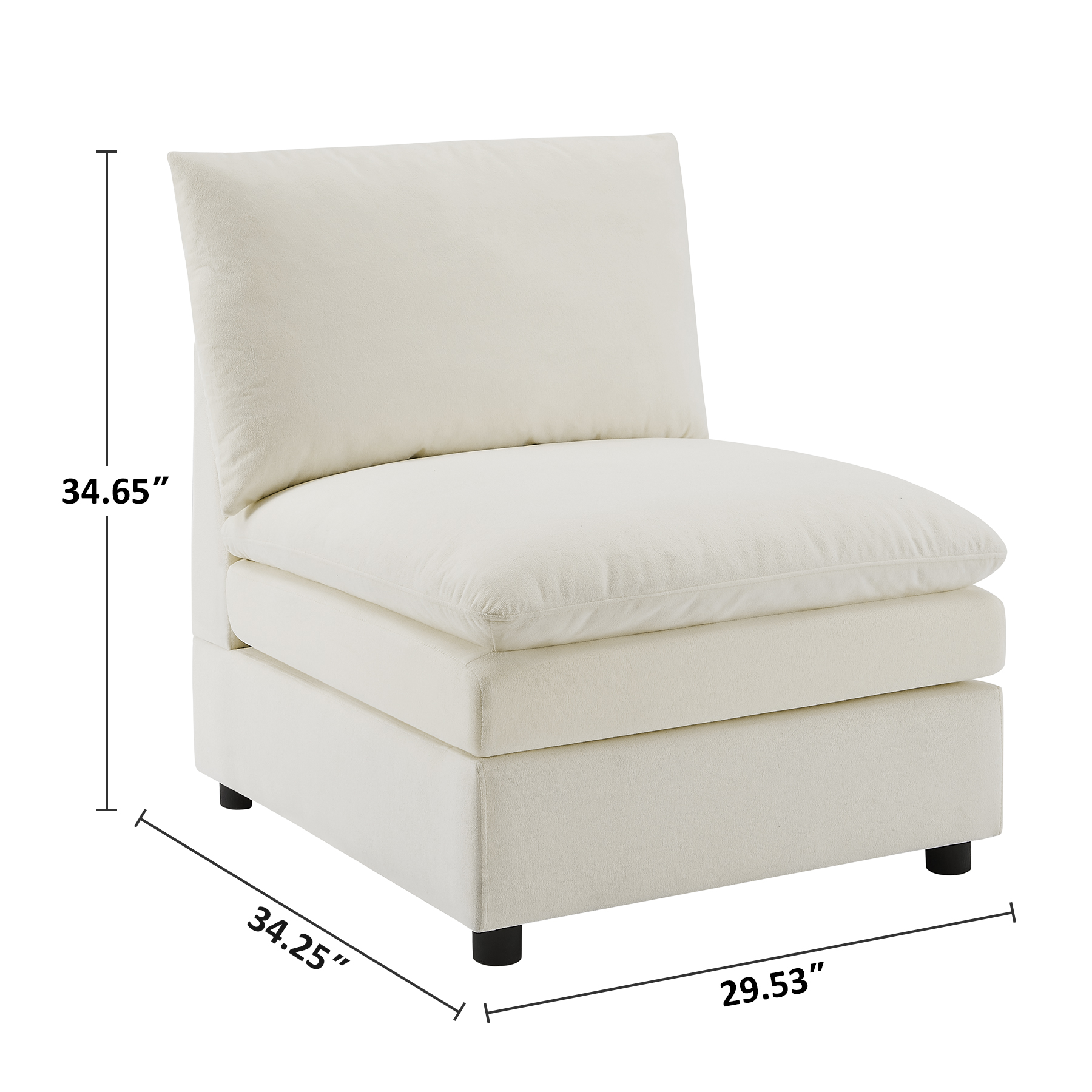 29'' Middle Module Seat for L/U Shaped Knit Modular Sofa White Size