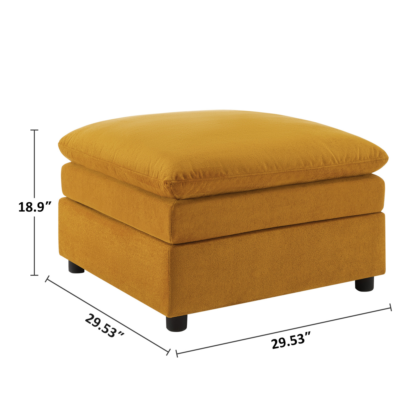 29'' Square Upholstered Ottoman for L/U Shaped Knit Modular Sofa Curry