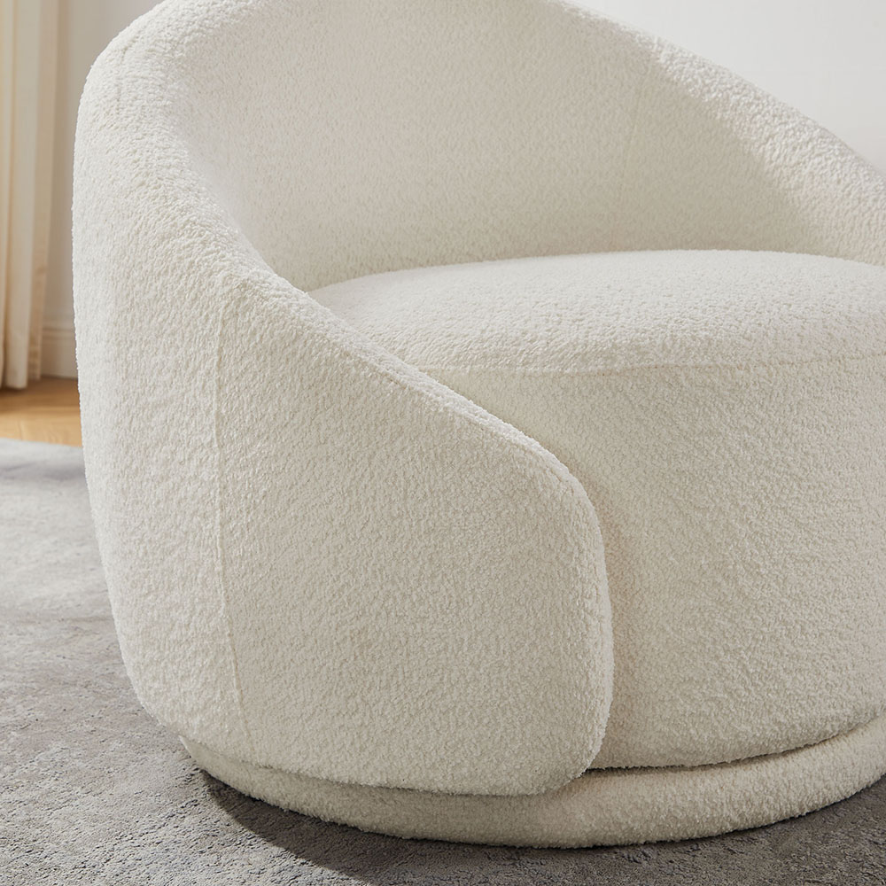 VANOMi Modern Swivel Barrel Chair 360° Upholstered Accent Armchair for Living Room+Bedroom