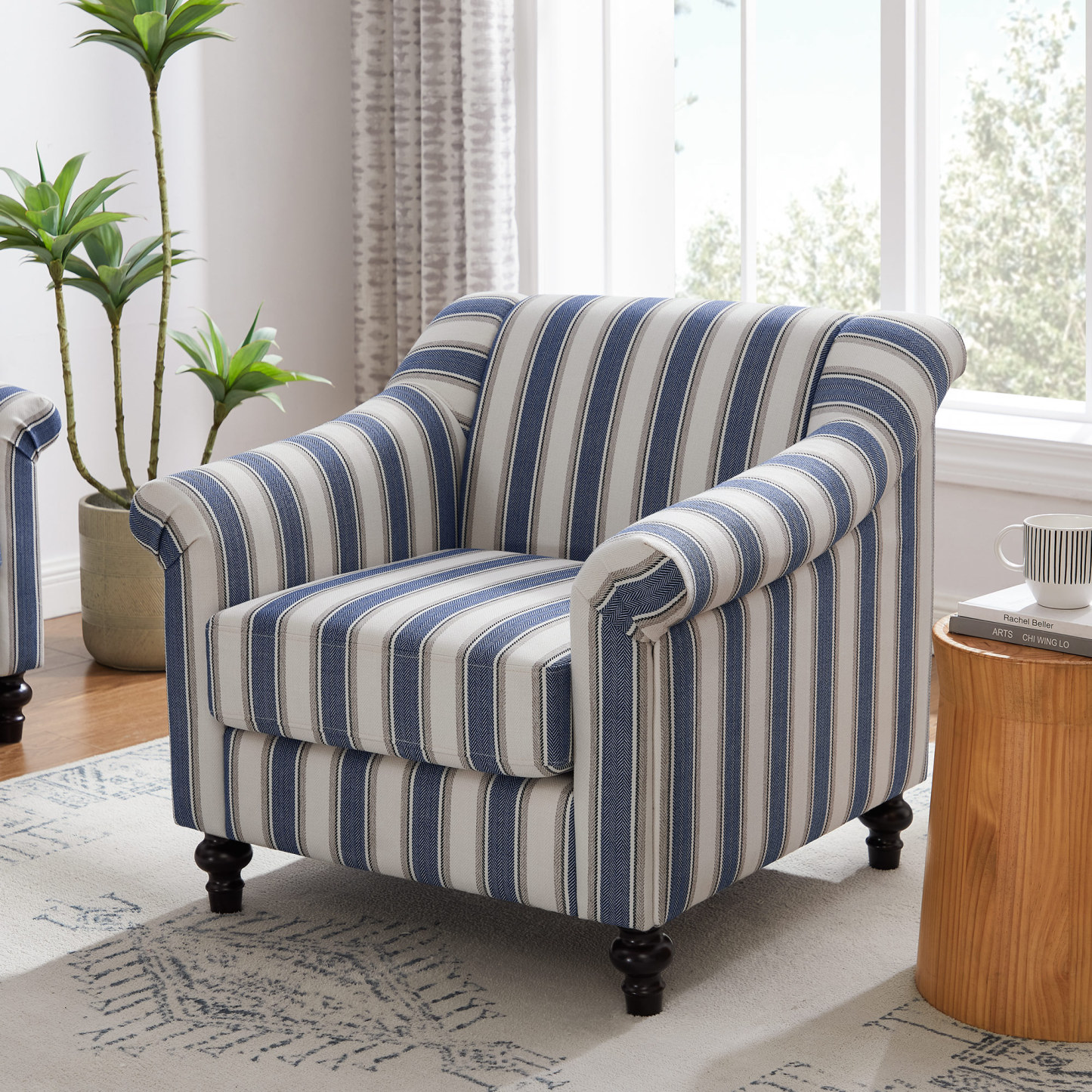 Gray striped chair sale