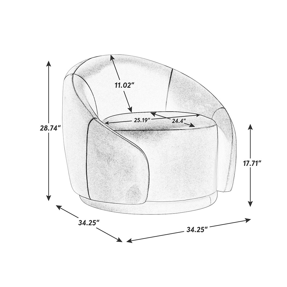 VANOMi Modern Swivel Barrel Chair 360° Upholstered Accent Armchair for Living Room+Bedroom