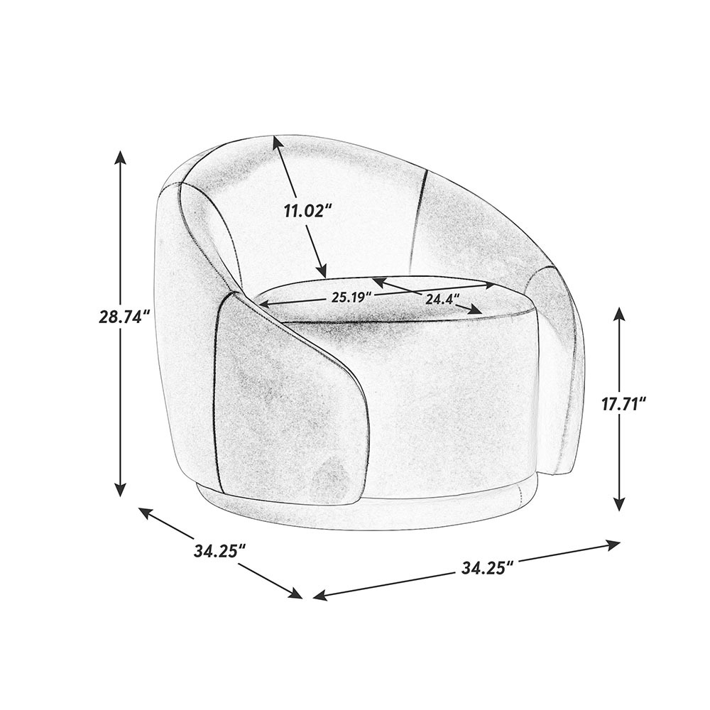 VANOMi Modern Swivel Barrel Chair 360° Upholstered Accent Armchair for Living Room+Bedroom