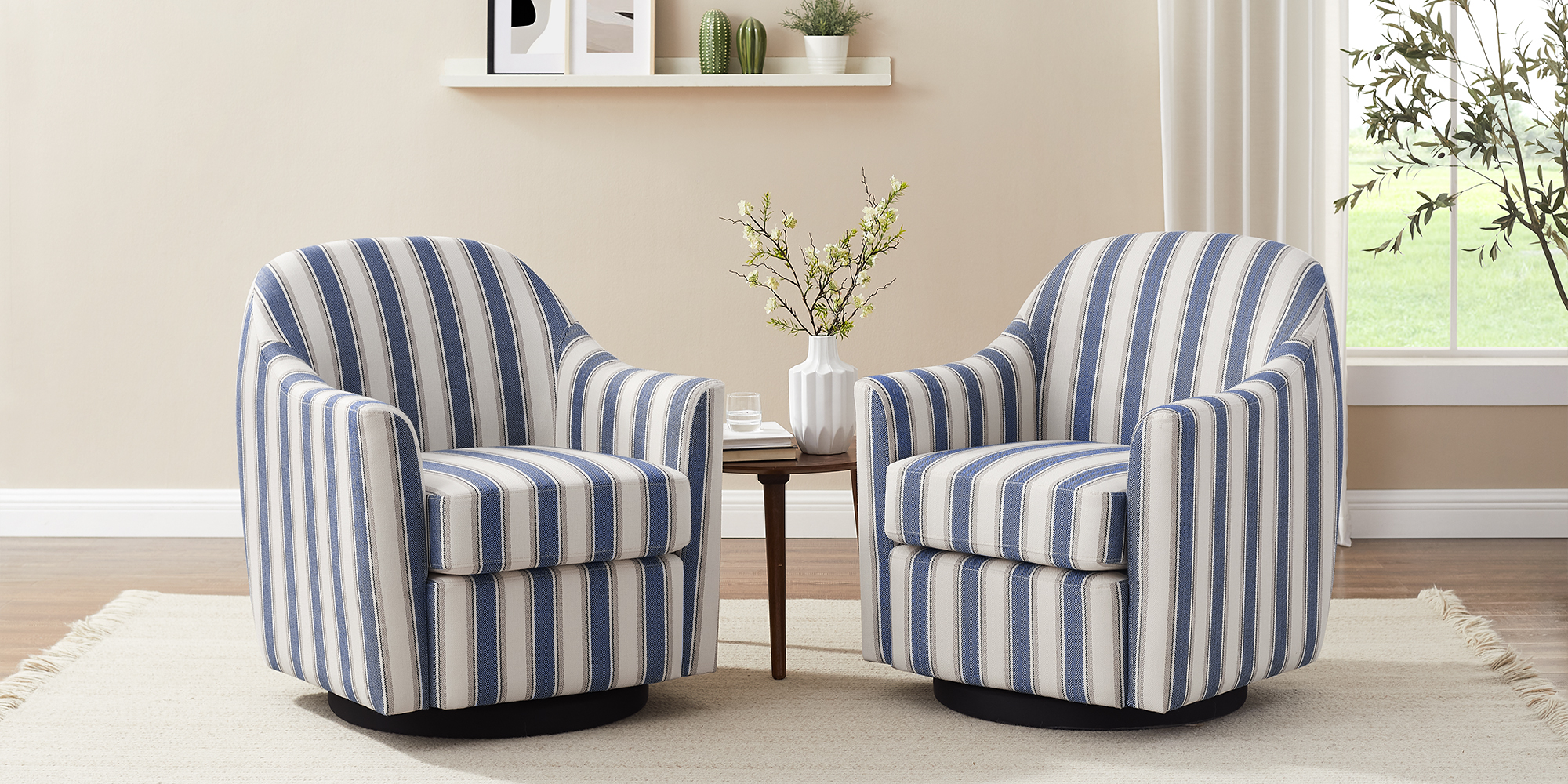 Striped barrel chair discount