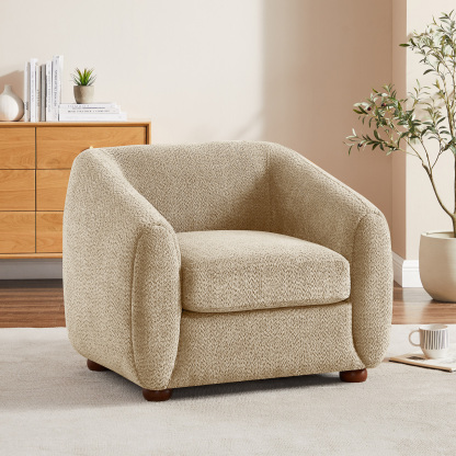 VANOMi 36'' Modern Oversized Upholstered Accent Armchair with Reversible Cushion Camel Boucle