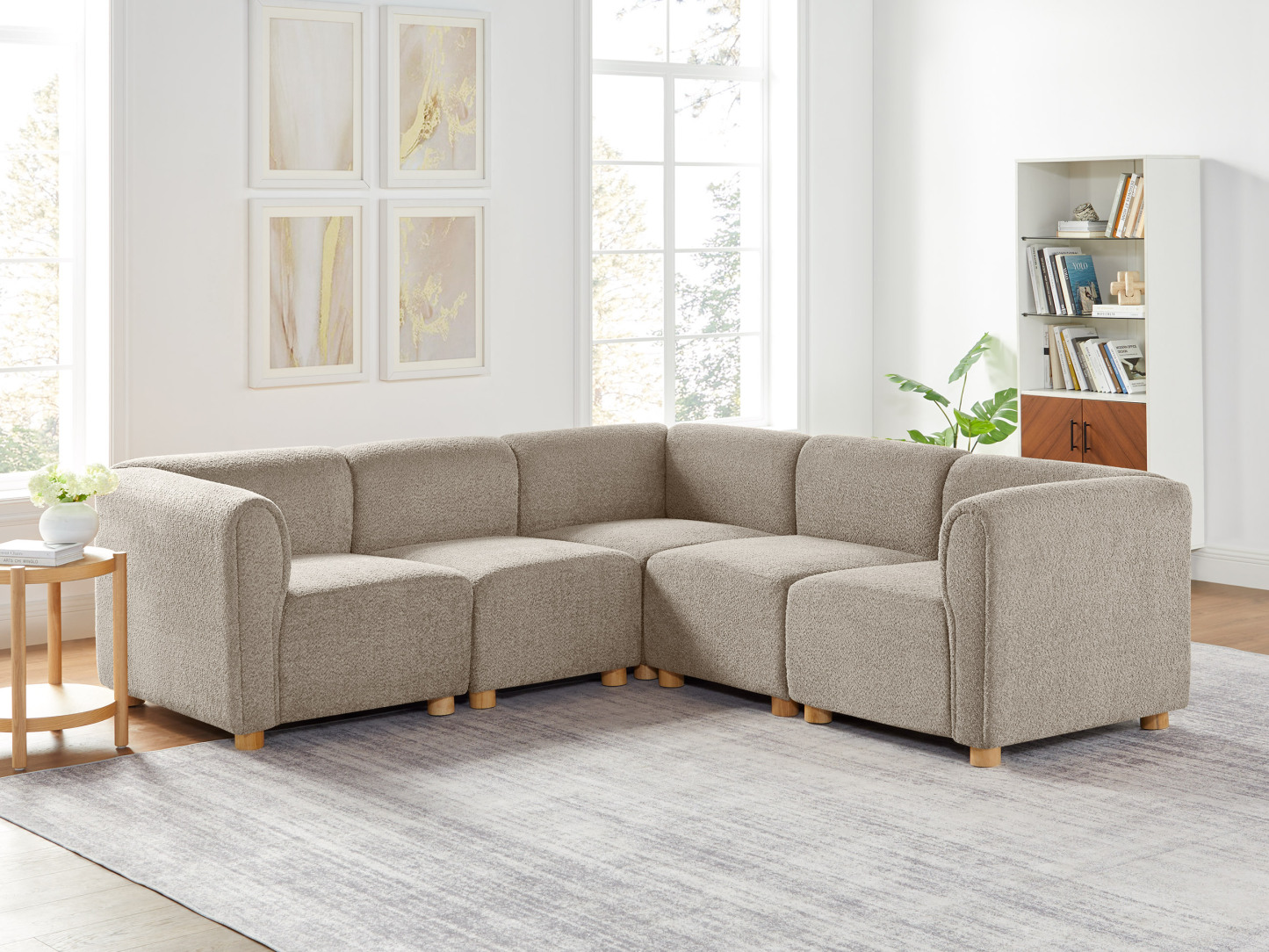 VANOMi V-shaped Oversized Camel Boucle Modular Sofa