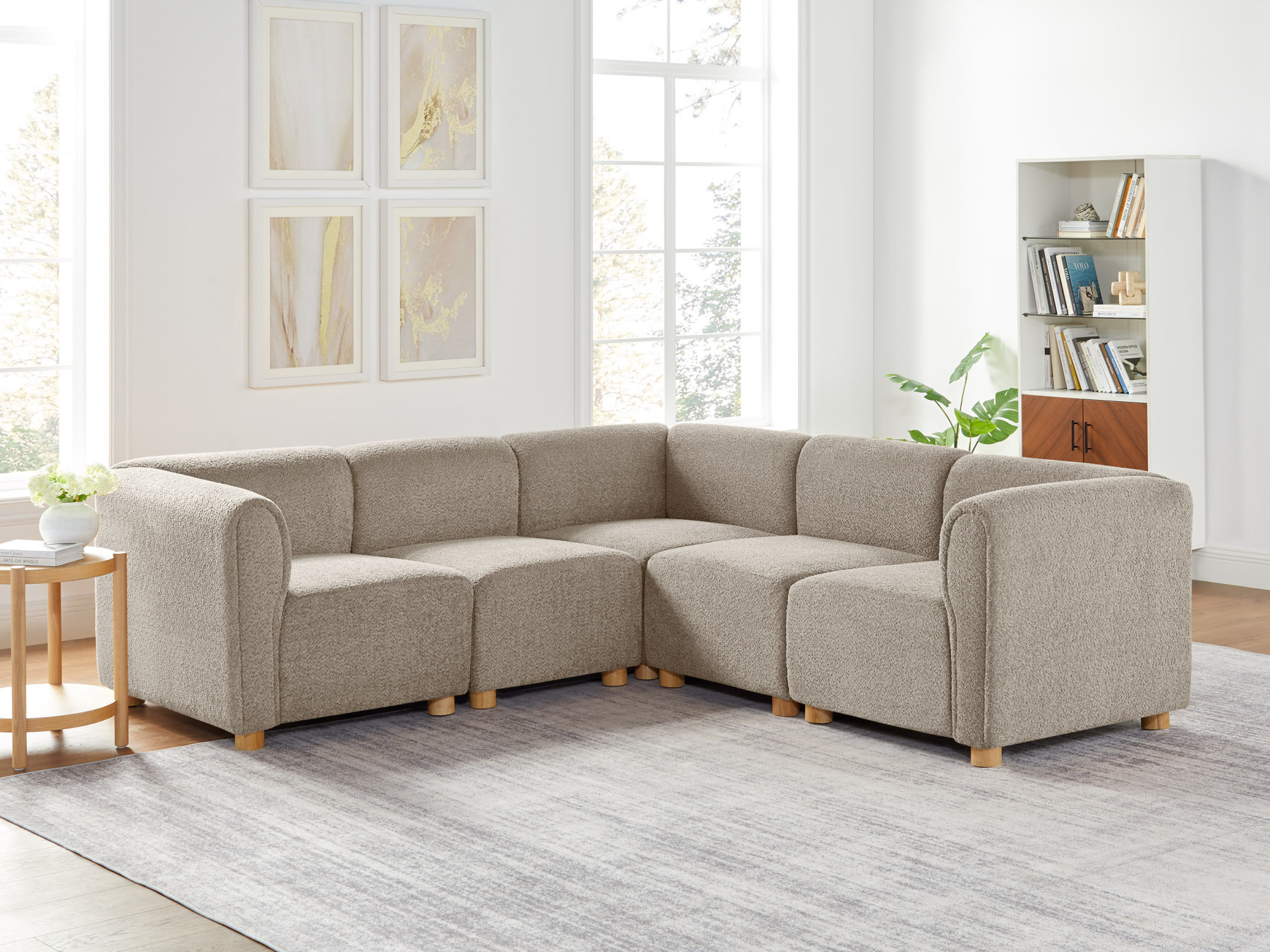 VANOMi V-shaped Oversized Camel Boucle Modular Sofa