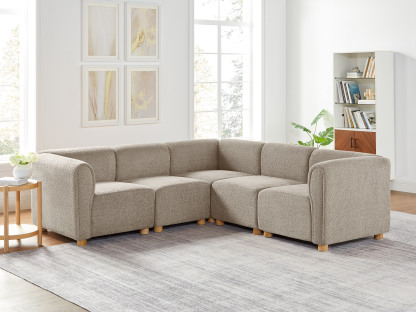 VANOMi V-shaped Oversized Camel Boucle Modular Sofa