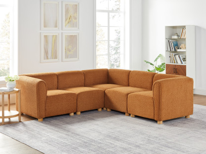 VANOMi V-shaped Oversized Curry Boucle Modular Sofa for 5 Seating