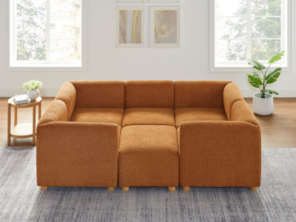 VANOMi Oversized Curry Boucle Modular Sofa Bed with Ottoman